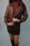 Vegan Leather Shacket in Brown